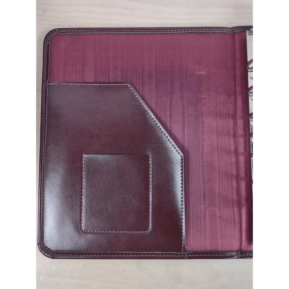 VTG 1998 FRANKLIN QUEST Leather 7-Ring Planner Binder ORGANIZER USA Burgundy
